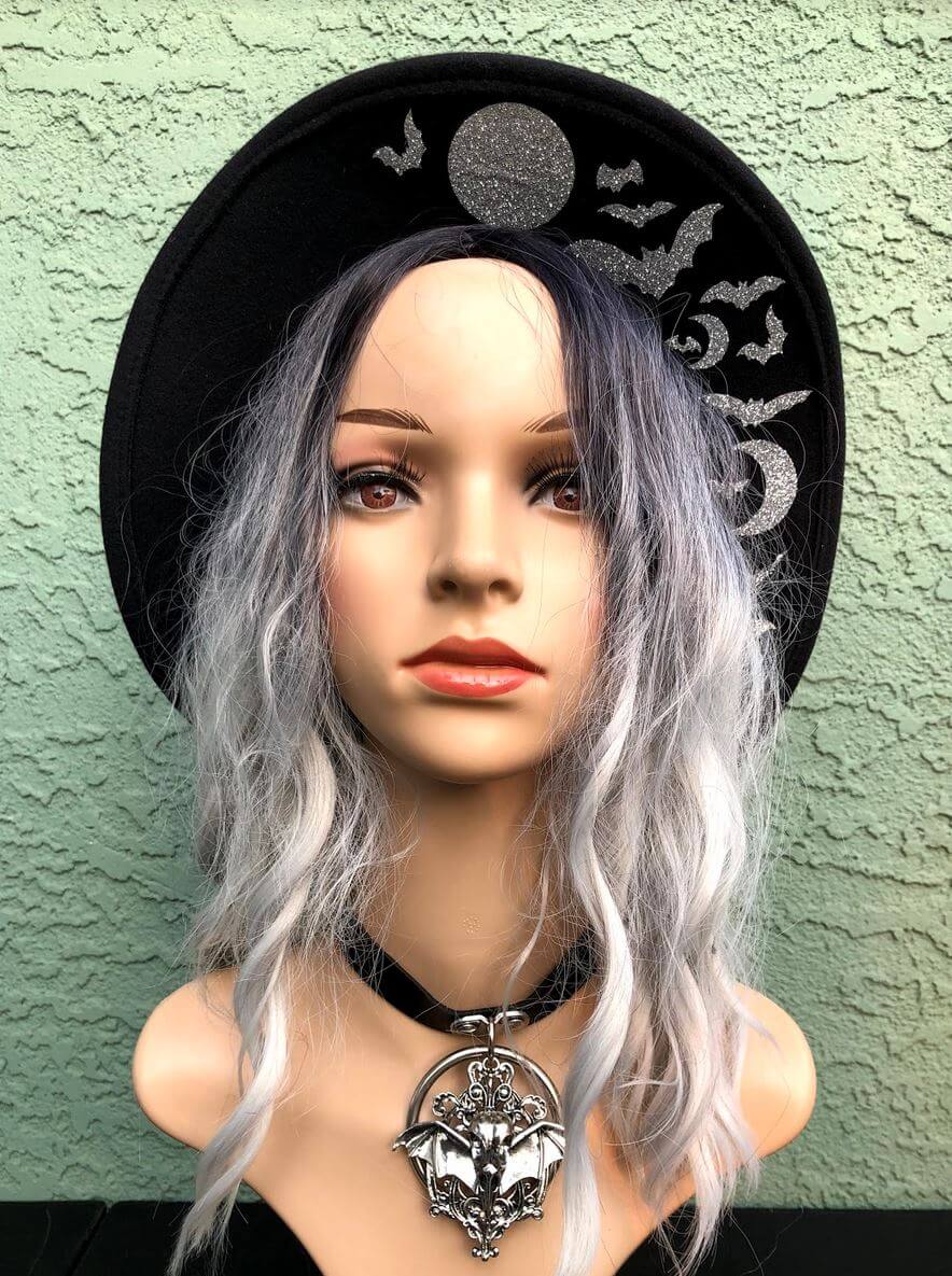 Bats & Moon Festival Fedora Witchy Hats Halloween