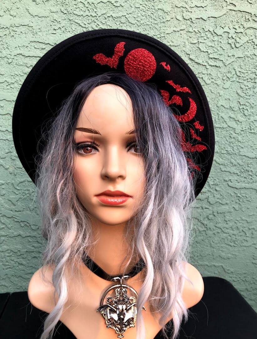 Bats & Moon Festival Fedora Witchy Hats Halloween