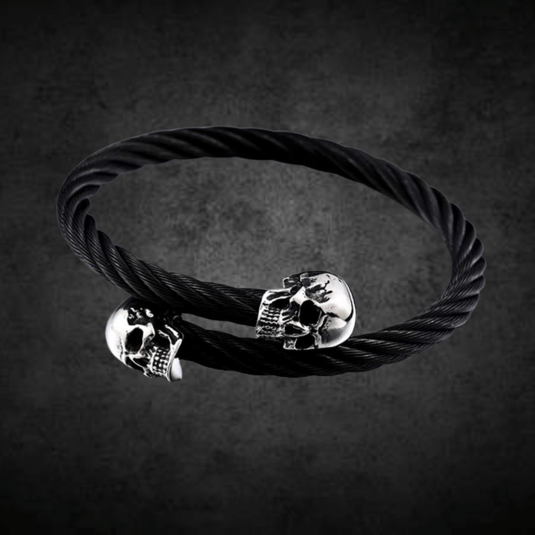 Skull Bangle  Adjustable Cuff Bracelets Stainless Steel