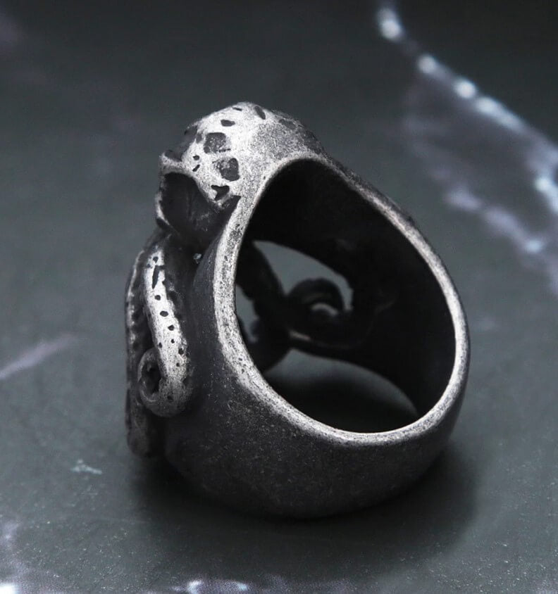 Cthulhu skull silver ring men's ring women's ring skull ring motorbike ring cthulhu ring fantasy ring octopus outlet ring