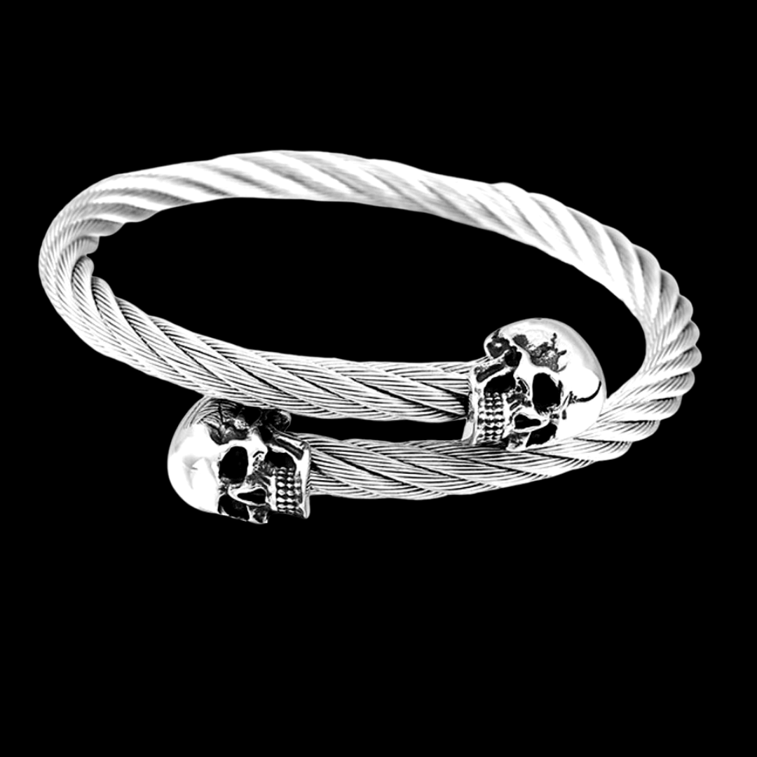 Skull Bangle  Adjustable Cuff Bracelets Stainless Steel