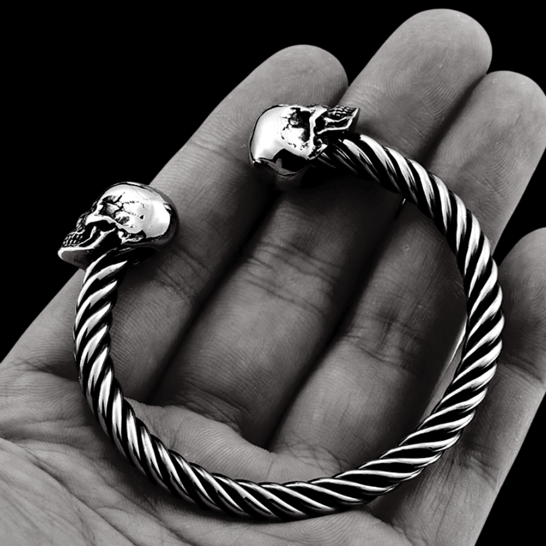 Skull Bangle  Adjustable Cuff Bracelets Stainless Steel