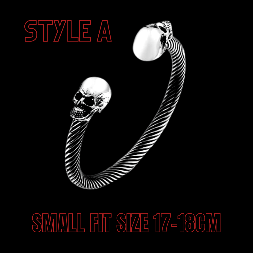 Skull Bangle  Adjustable Cuff Bracelets Stainless Steel