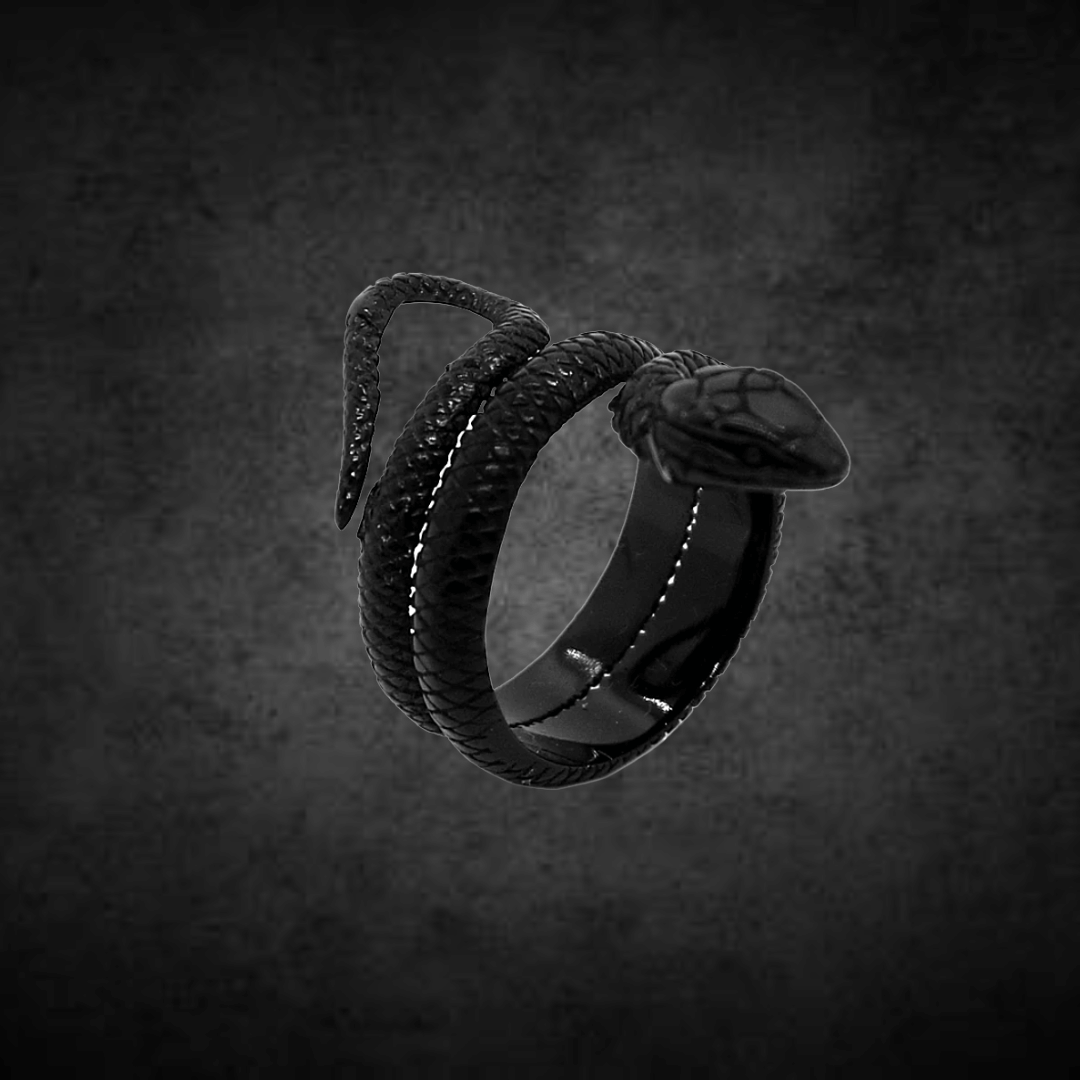 Snake Stainless Steel Black Finish Ring