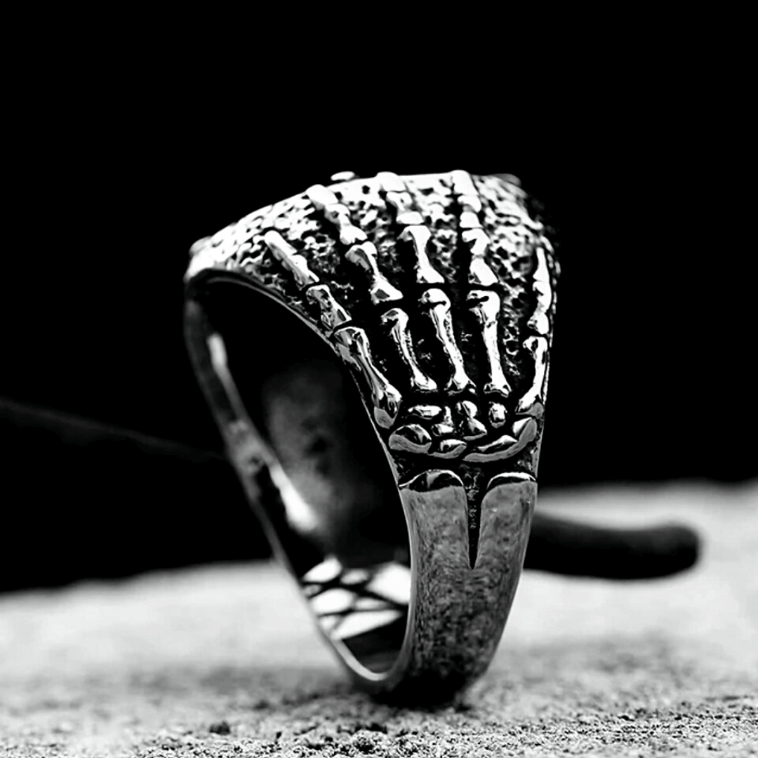 Skeleton Hand Pentacle Ring Stainless Steel